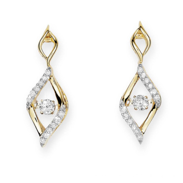 Gold Plate 925 Silver Stud Earrings Dancing Diamond Jewelry